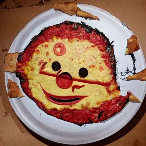 Image similar to alice cooper as a pizza