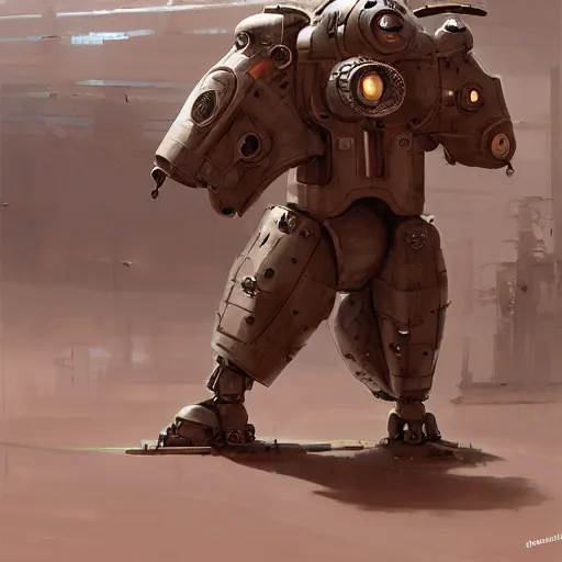 Prompt: Robotic capybara, dieselpunk, made by Stanley Artgerm Lau, WLOP, Rossdraws, James Jean, Andrei Riabovitchev, Marc Simonetti, Yoshitaka Amano, ArtStation, CGSociety