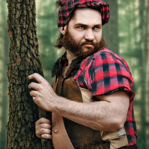 Image similar to Lumberjack Fantasies photo-realistic, highly detailed, sharp focus