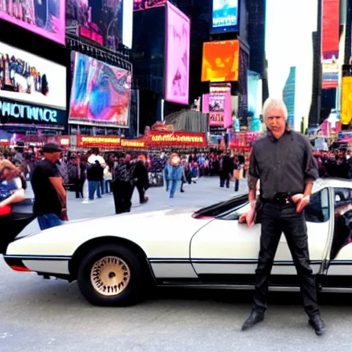 Prompt: KITT from Knight Rider on Times Square