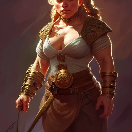 Image similar to dwarf, muscular upper body, D&D, fantasy, intricate, elegant, highly detailed, digital painting, artstation, concept art, smooth, sharp focus, illustration, art by artgerm and greg rutkowski and alphonse mucha