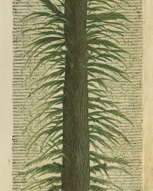 Prompt: a manuscript painting of exeggutor in the style of the Rochester Bestiary, Ashmole Bestiary