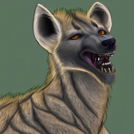 Prompt: an anthromorphic hyena