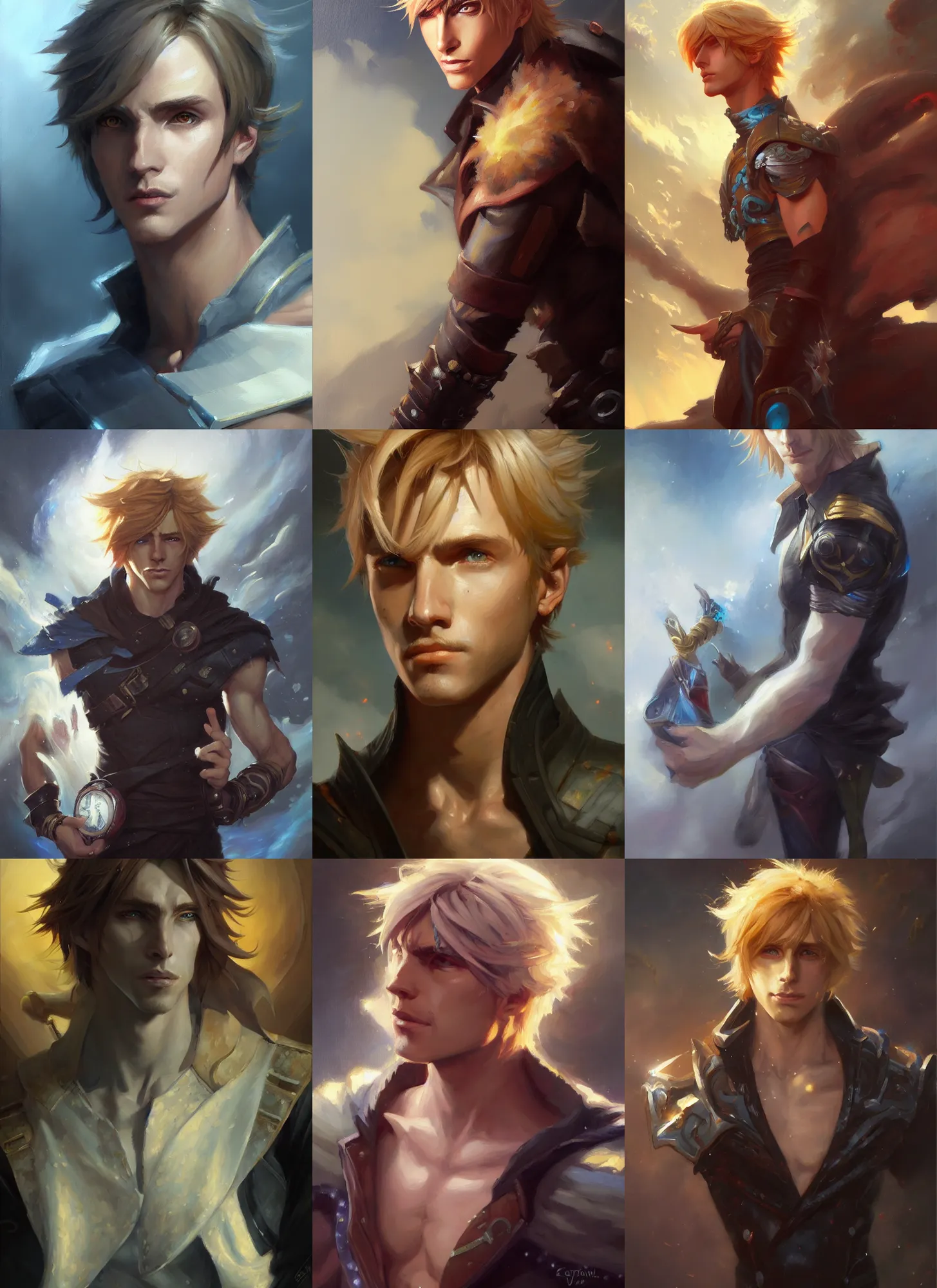 Prompt: a painting of ezreal, a character oil on canvas portrait by gerald brom and greg rutkowski, masterpiece, fantasy art, artstation hq