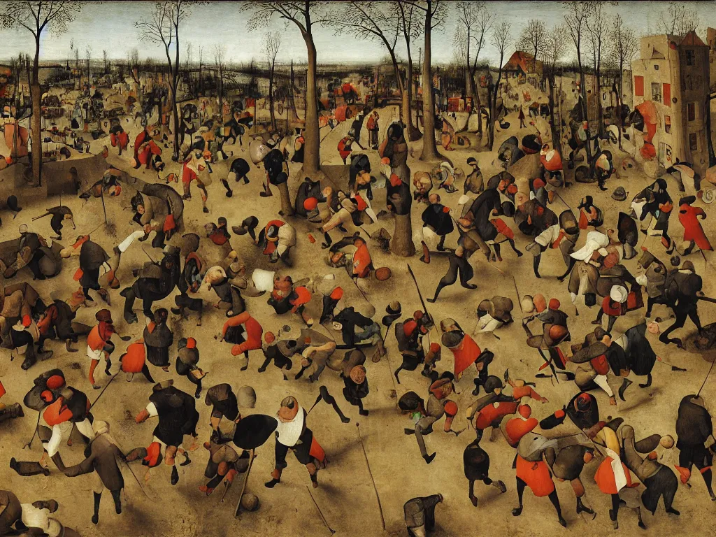 Prompt: PS1 third person game by Pieter Bruegel the Elder