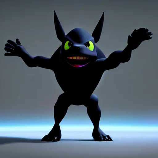 Prompt: pixar legendary black dark pokemon , 3d render , 4k , octane render , HD