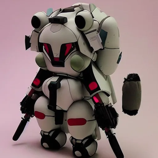 Prompt: cute fumo plush of a heavy armed guardian mech, anime girl