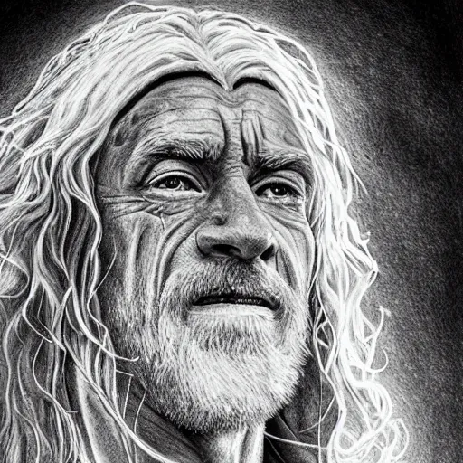 Prompt: adam ondra portrait, lord of the rings gandalf the grey, wizard, drawing