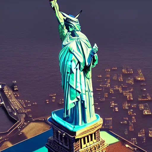 Prompt: the statue of liberty, photorealism, wide angle, concept art, cinematic atmosphere, elaborate, highly detailed, ornate, shiny, dramatic lighting, octane render, 4k, by Peter Kemp