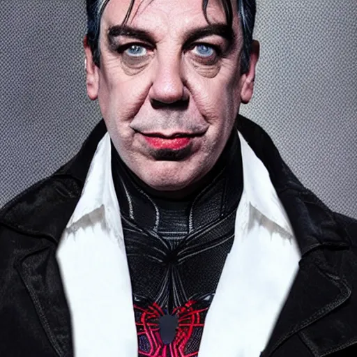 Image similar to till lindemann as spider man