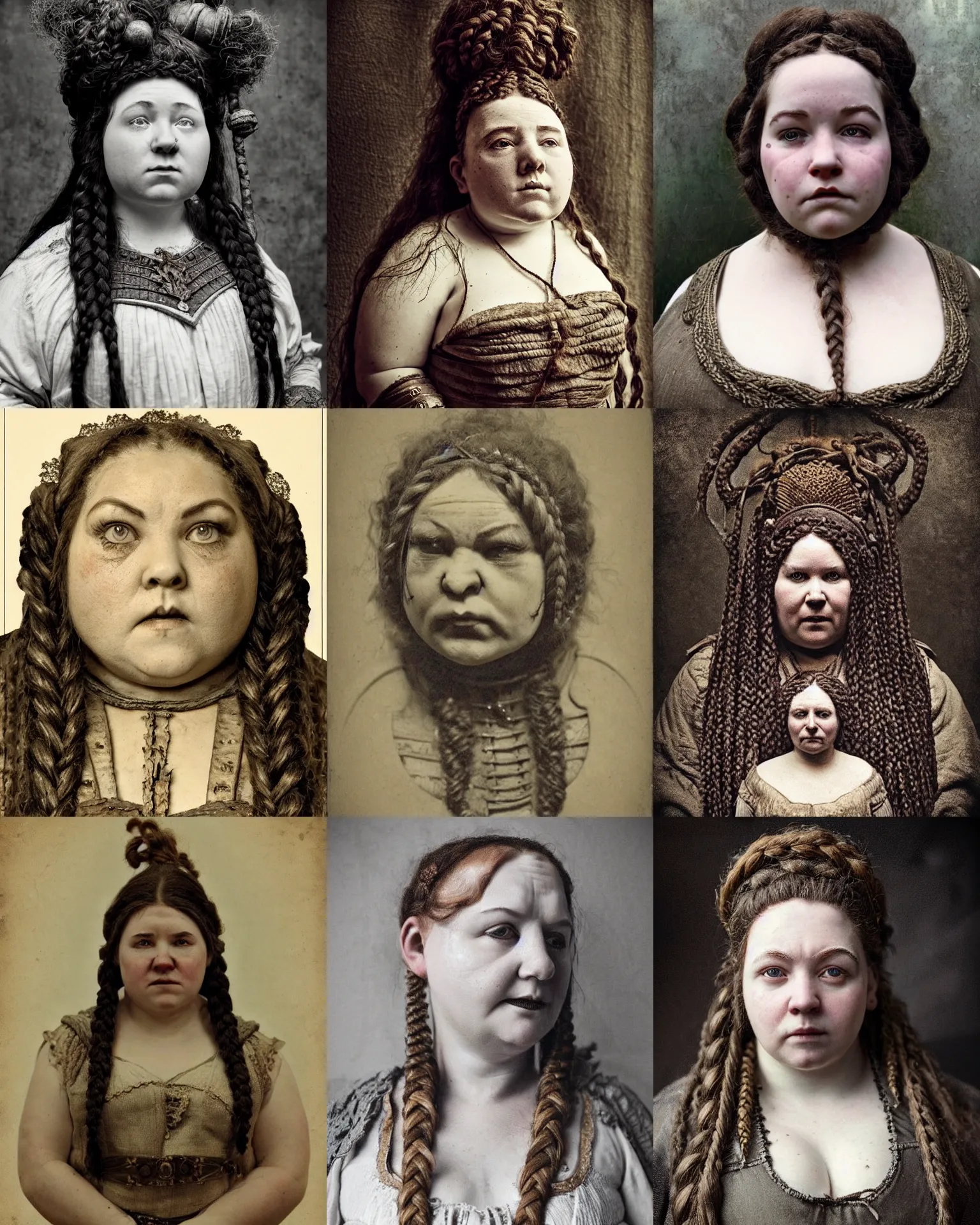 Prompt: female dwarven noblewoman, chubby short stature, braided intricate hair, by emil melmoth