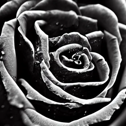 Image similar to award - winning macro of a beautiful black rose made of glowing molten magma