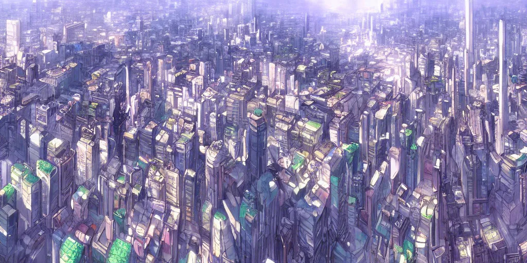 Prompt: city landscape, beautiful, artstation trending, deviantart, highly detailed, focus, smooth, by hirohiko araki, yoshitaka amano