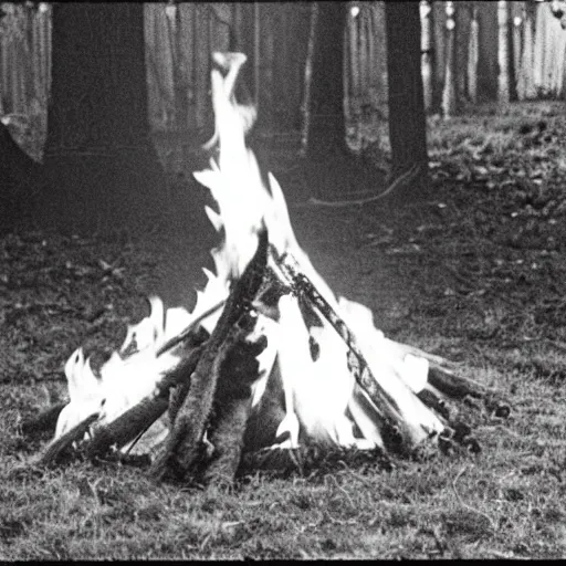 Image similar to vintage 7 0 s photo of campfire, horror, scary frightening