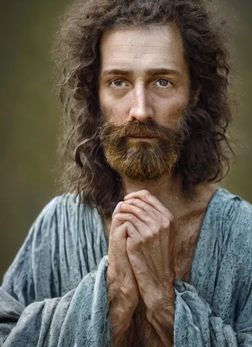 Image similar to closeup portrait of john the baptist, depth of field, zeiss lens, detailed, symmetrical, centered, fashion photoshoot, by Annie Leibovitz and Steve McCurry, David Lazar, Jimmy Nelsson, Breathtaking, 8k resolution, extremely detailed, beautiful, establishing shot, artistic, hyperrealistic, beautiful face, octane render