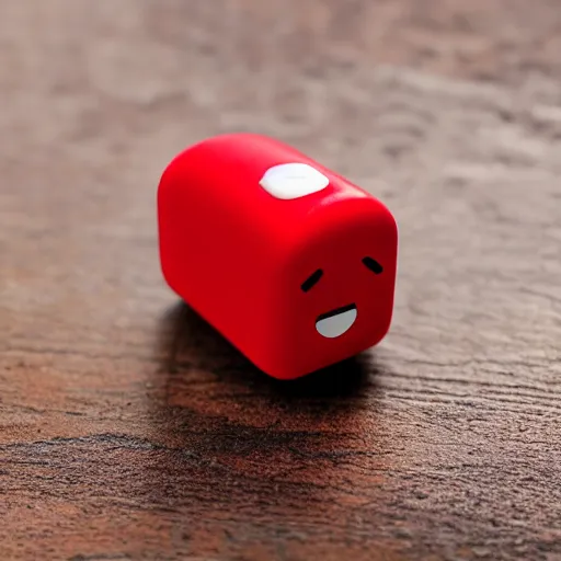 Image similar to Very tiny red alarm clock that looks like the iOS emoji and has the same colors, 3D clay render, 4k UHD, white background, isometric top down left view, diffuse lighting, zoomed out very far