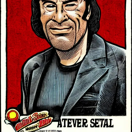 Image similar to a portrait of Steven Segal drawn by Robert Crumb