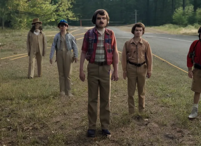 Image similar to film still of jim hopper as mike wheeler in stranger things, 8 k