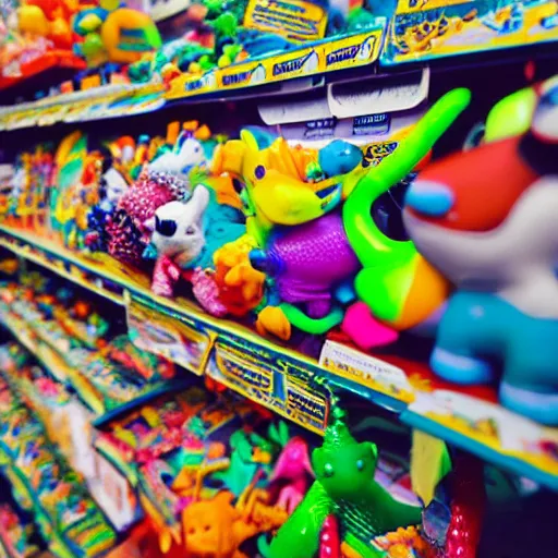Image similar to up-close shot of a plastic animal toy in a dollar store