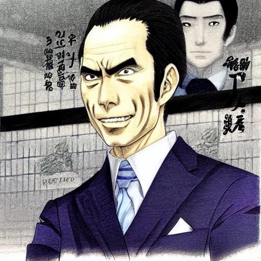 Image similar to anime joseph goebbels as yakuza by hasui kawase by richard schmid