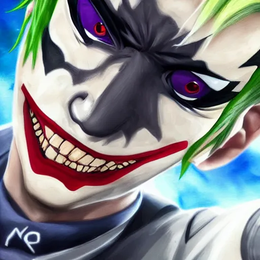 Image similar to Joker looks like Naruto, Joker as Naruto, high quality art, artbreeder, artstation