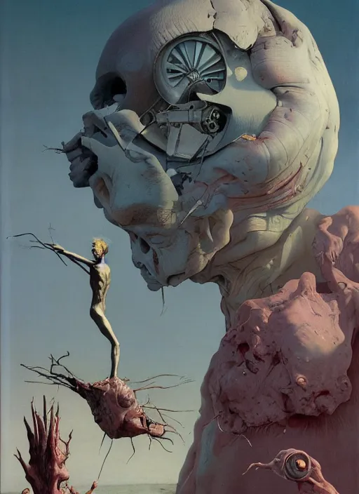 Image similar to hyper realistic end of the world by francis bacon and zdzisław beksinski and norman rockwell and greg rutkowskiweta studio, tokyo futuristic in background, and lucasfilm, still from the movie prometheus in the style of c. leyendecker, realm of the ovarian machine, horror art, the darkest hour