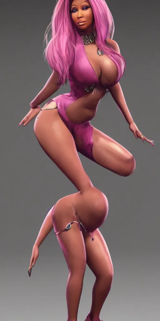 Prompt: a still nicki minaj realistic render full body, she is walikng away