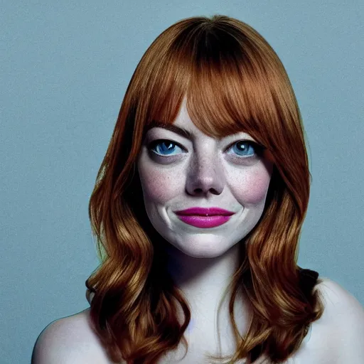 Image similar to portrait of emma stone as a goldfish