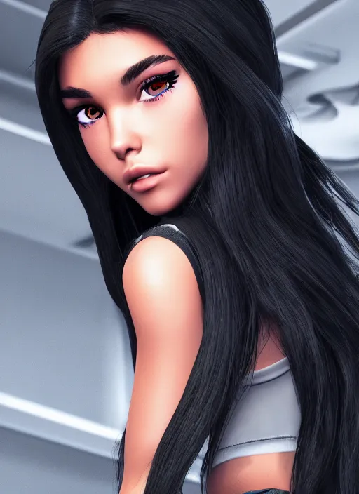 Image similar to Madison Beer as a video game character, digital art, unreal engine, unreal engine render, blender render, render, 4k, coherent