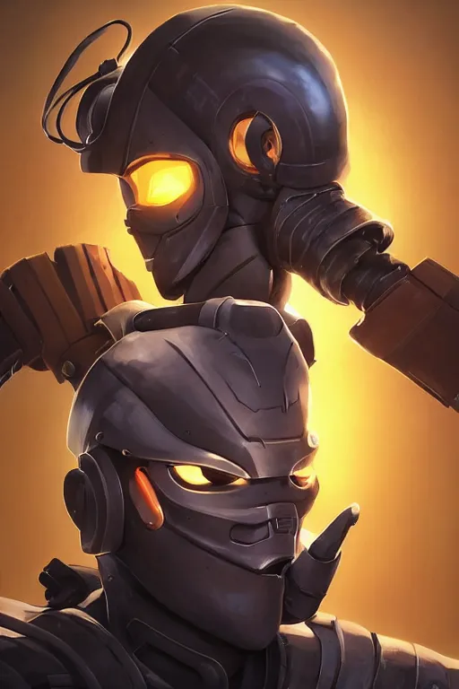 Image similar to epic mask helmet robot ninja portrait stylized as fornite style game design fanart by concept artist gervasio canda, behance hd by jesper ejsing, by rhads, makoto shinkai and lois van baarle, ilya kuvshinov, rossdraws global illumination radiating a glowing aura global illumination ray tracing hdr render in unreal engine 5