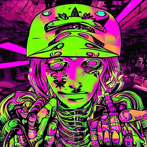 Prompt: marihuana mixed with lsd cyberpunk