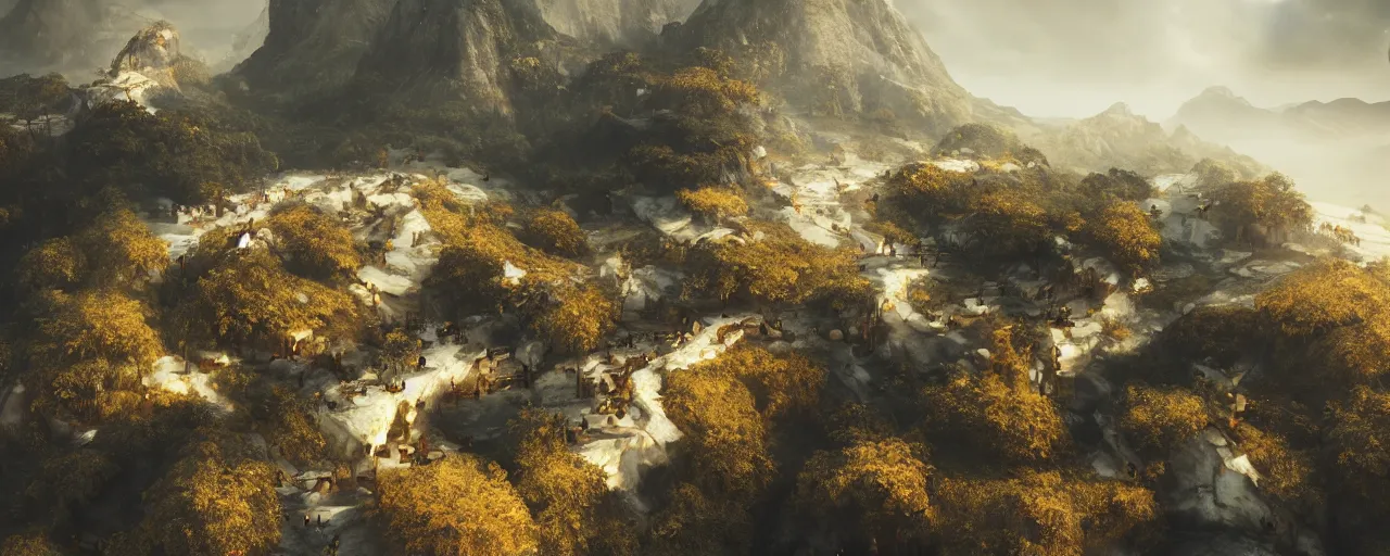 Prompt: ” otherwordly landscape covered with thick cream and honey, [ by wlop, cinematic, detailed, epic, widescreen, opening, establishing, mattepainting, photorealistic, realistic textures, octane render ] ”