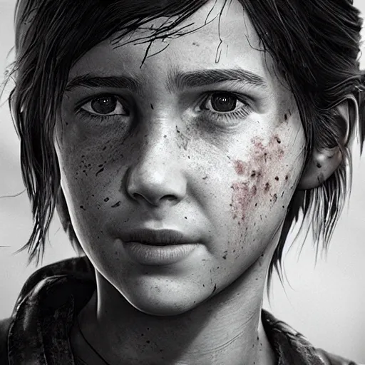 Image similar to an amazing portrait photo of an old Ellie from The last Of Us, award winning photo, very detailed, cinematic, beautiful lighting effects