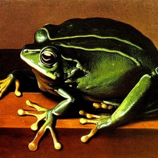 Prompt: The best painting of a frog of all time, by Caravaggio