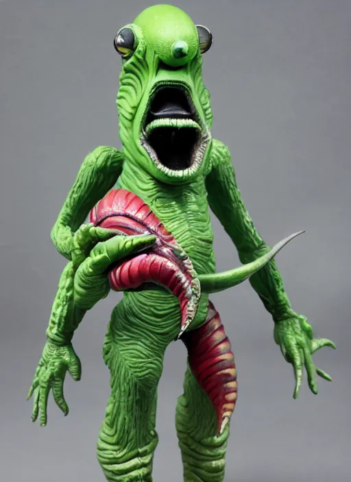 Image similar to space monster alien sofubi, product photography