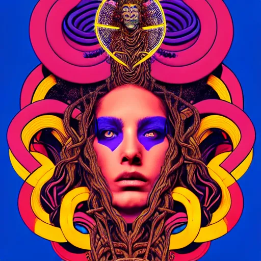 Prompt: album cover design design depicting medusa on lsd, by jonathan zawada, pi - slices, and tristan eaton, digital art