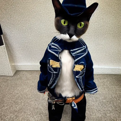 Image similar to photo of cat wearing jacket cowboy