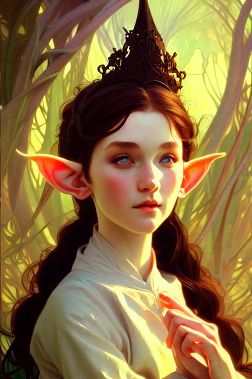 Image similar to beautiful young elf, highly detailed, digital painting, artstation, sharp focus, illustration, art by tan zi and ayanamikodon and alphonse mucha and wlop