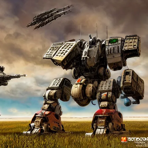 Image similar to a ultra - detailed realistic cinematic shot of an atlas mech fighting it's final battle on the plains of the american midwest, mechwarrior, hyper realism, highly detailed, art, 8 k