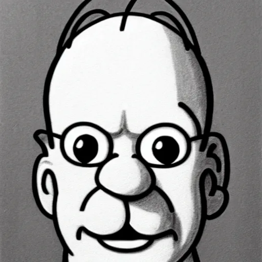 Image similar to pencil sketch portrait of homer simpson,