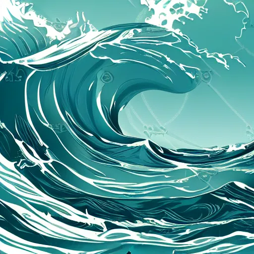 Prompt: ocean waves japanese style realistic