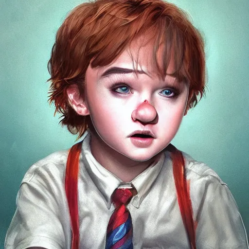 Prompt: Young Haley Joel Osment from the movie AI as cute clown kid, , by Stanley Artgerm Lau, WLOP, Rossdraws, James Jean, Andrei Riabovitchev, Marc Simonetti, Yoshitaka Amano, ArtStation, CGSociety,