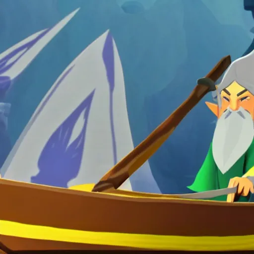 Image similar to Gandalf in Zelda Wind Waker, 4k, UHD