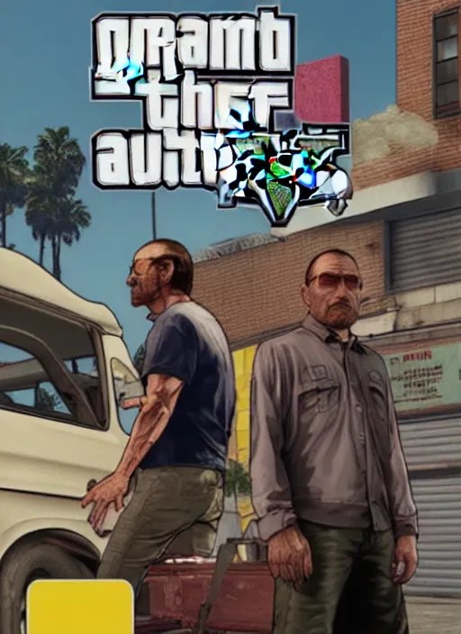 Image similar to gta 5 game poster showing walter white holding prison bars