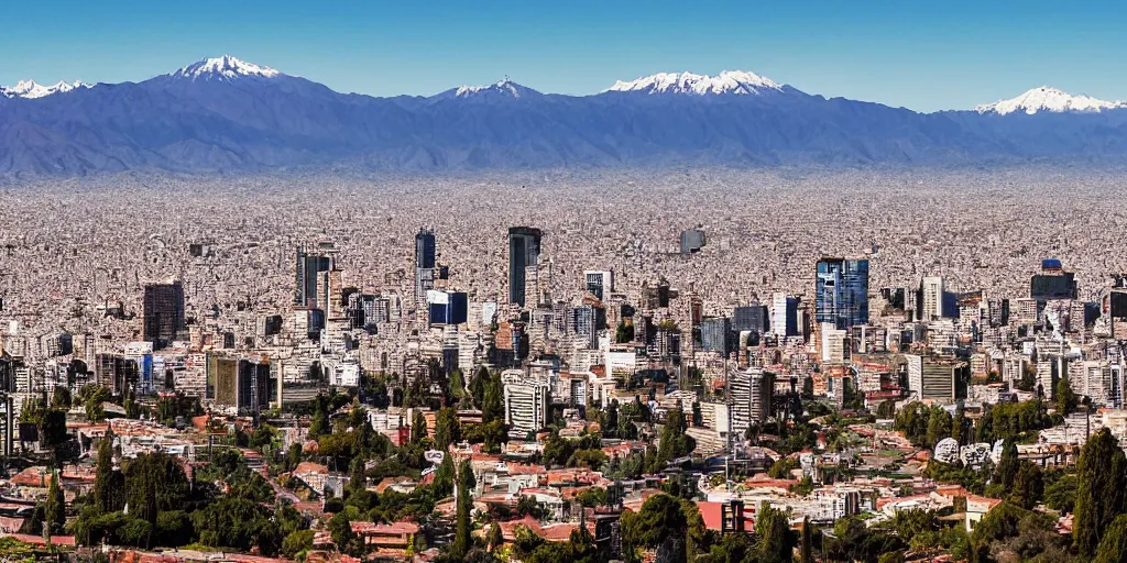 Prompt: panoramic picture of santiago de chile, daylight