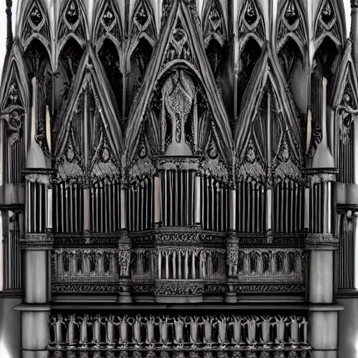 Prompt: ornate gothic organ (console), by Megan Duncanson and Raphael Lacoste, detailed 3d color concept art sketch