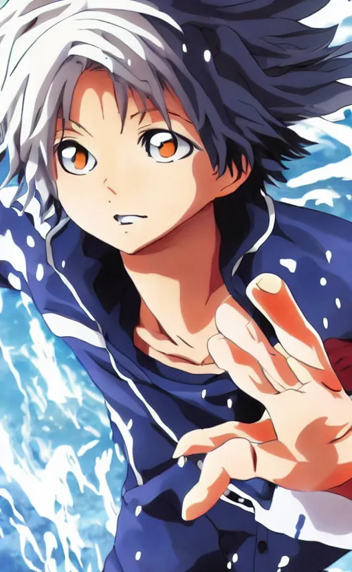 Image similar to Anime key visual of a young boy with thunder powers, Illustrated by Kohei Horikoshi, high quality face, detailed eyes, big eyes, official media, 8k, anime, detailed, HD