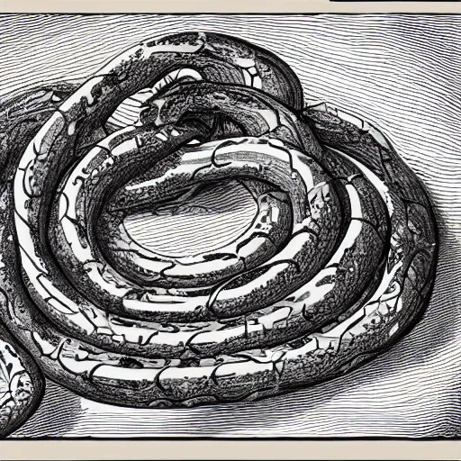 Image similar to two long serpentine weasels whose bodies are tied in a pretzel knot, storybook illustration