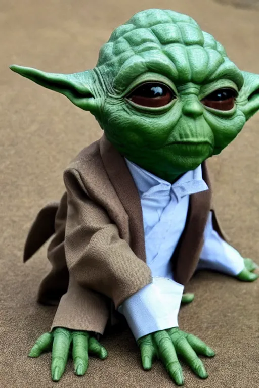 Image similar to yoda looking dapper wearing a suit