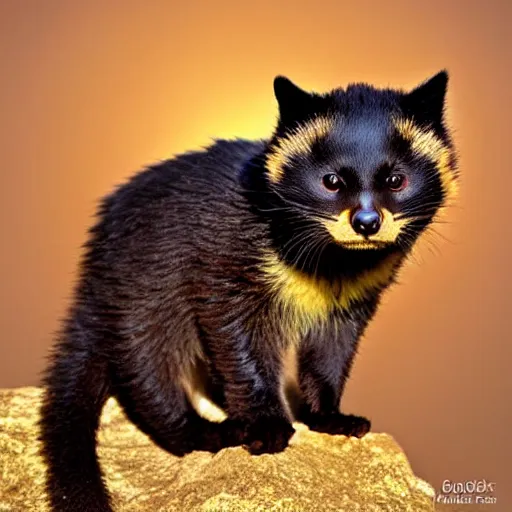 Prompt: a honeybadger - cat - hybrid with a beak, animal photography, wildlife photo